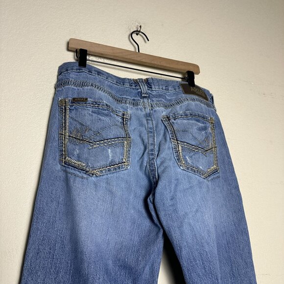 Ariat M5 Denim Jean Pant Men 34x34 Straight Leg Fit Western Distressed Bootcut - Picture 13 of 14